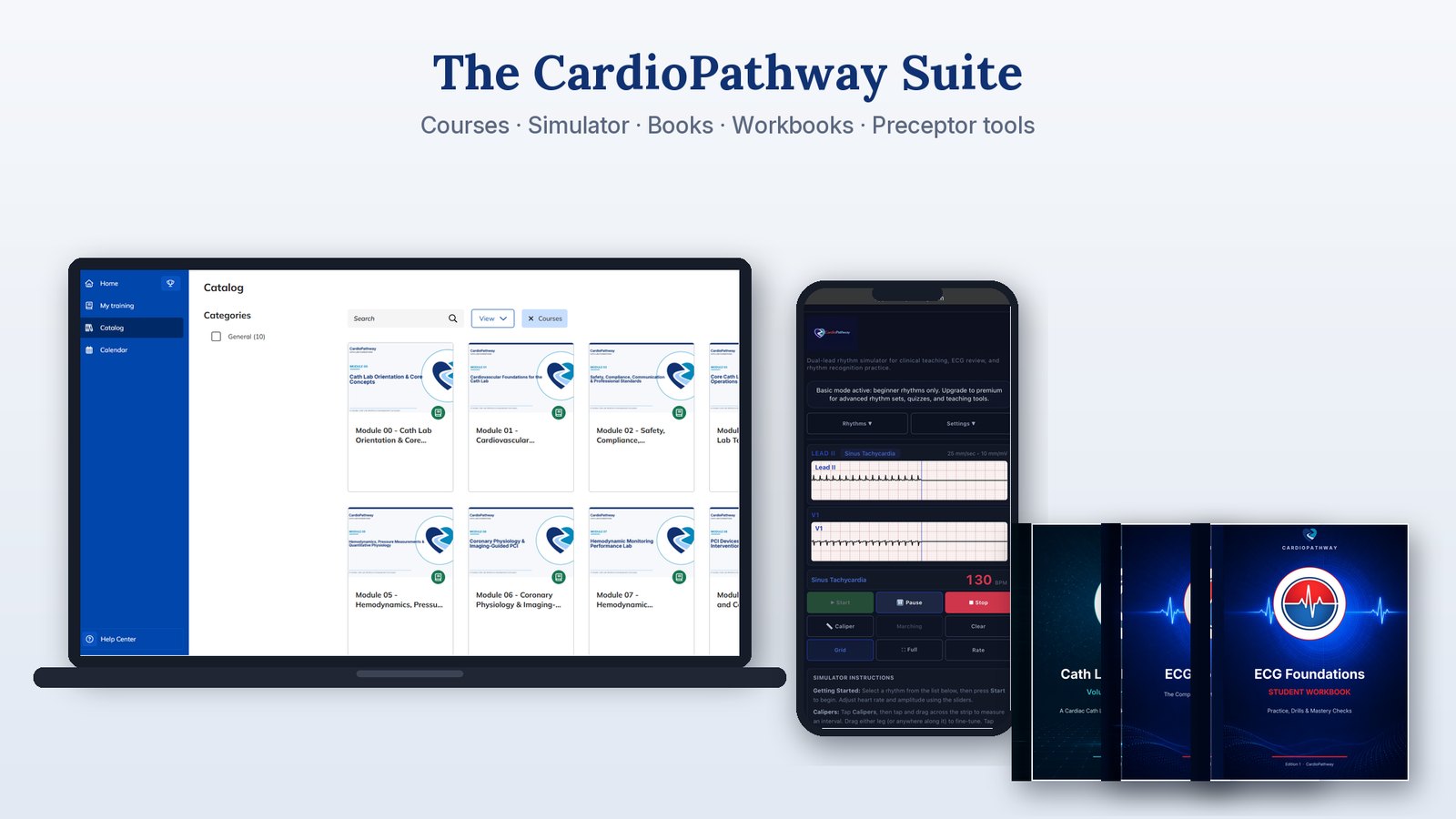 The CardioPathway Suite — courses, simulator, books, workbooks, preceptor tools